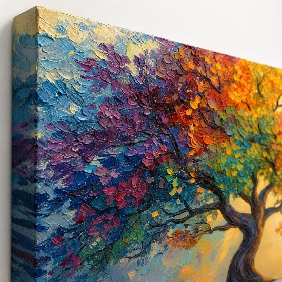 Quadro albero della vita multicolor 77x143 cm stampa con decoro a rilievo